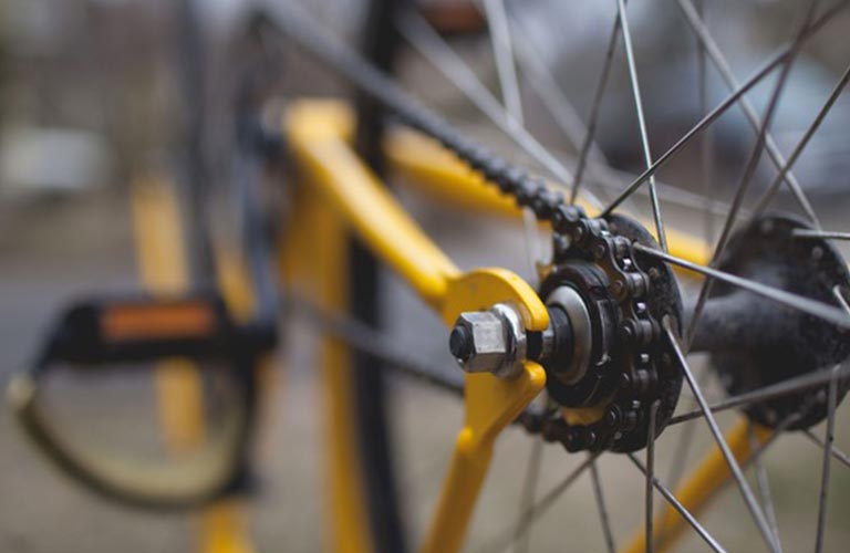 Up-close bicycle spokes