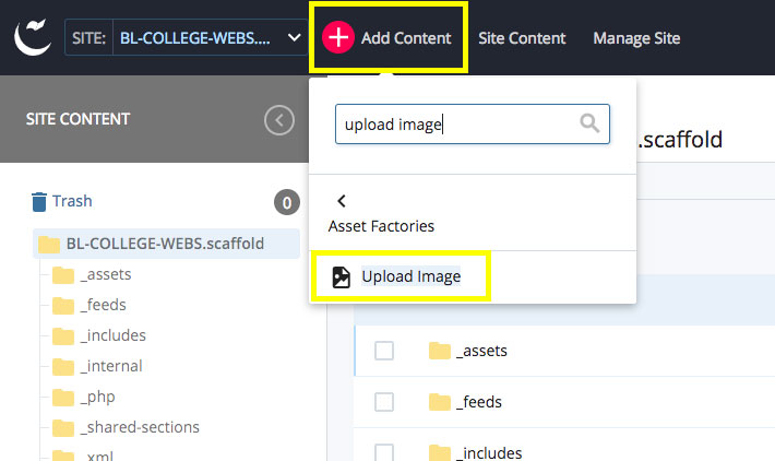 A screenshot showing how to upload a new image